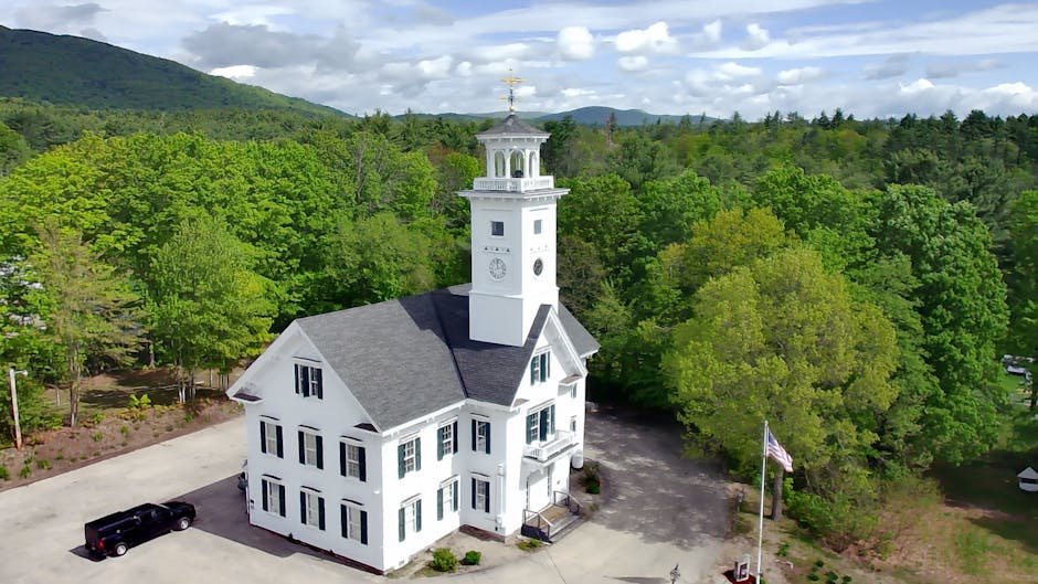 Effingham New Hampshire drone footage of the town hall